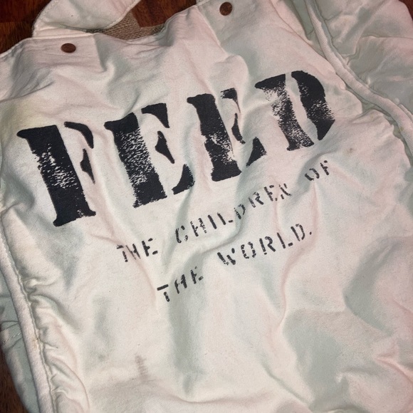 Large FEED White & Burlap Bag Tote ASO Meghan Markle - Picture 4 of 10